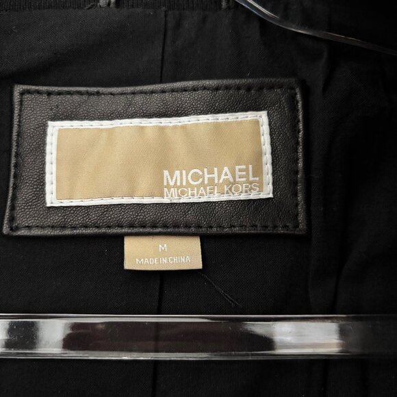 Michael Kors Cropped Black Leather Jacket Sz Medium - Picture 7 of 8
